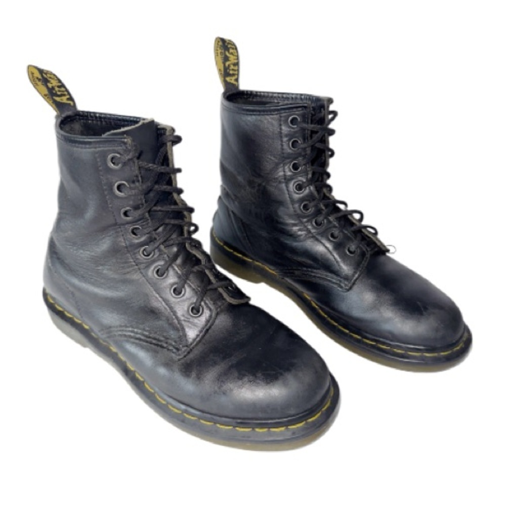 Dr. Martens Black Leather Combat Moto Boots 11821 Grunge Sz 8 Military Punk - Picture 2 of 9